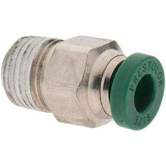 Parker - 3/16" Outside Diam, 1/8 NPTF, Nickel Plated Brass Push-to-Connect Tube Male Connector - 300 Max psi, Tube to Male NPT Connection, Nitrile O-Ring - Industrial Tool & Supply