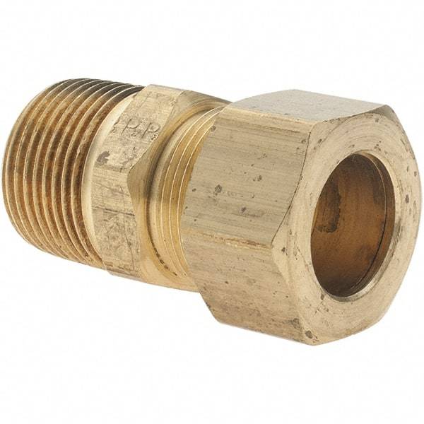 Parker - 3/4" OD, Brass Male Connector - 100 Max Working psi, Comp x MNPT Ends - Industrial Tool & Supply