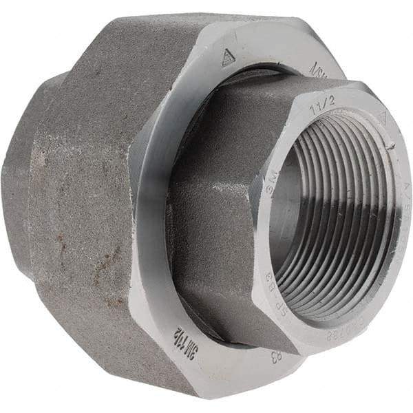 Value Collection - Size 1-1/2", Class 3,000, Forged Carbon Steel Black Pipe Union - NPT End Connection - Industrial Tool & Supply