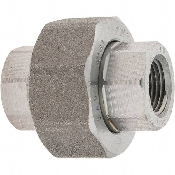 Value Collection - Size 3/8", Class 3,000, Forged Carbon Steel Black Pipe Union - NPT End Connection - Industrial Tool & Supply