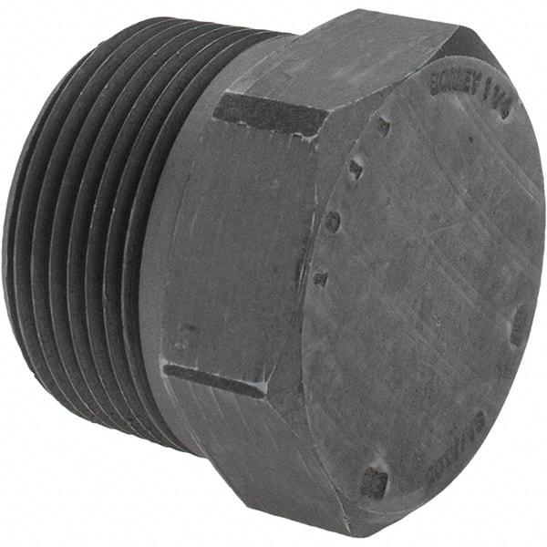 Value Collection - Size 1-1/4", Class 3,000, Forged Carbon Steel Black Pipe Hex Plug - NPT End Connection - Industrial Tool & Supply
