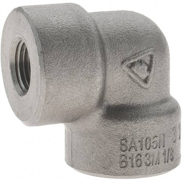 Value Collection - Size 1/8", Class 3,000, Forged Carbon Steel Black Pipe 90° Elbow - NPT End Connection - Industrial Tool & Supply