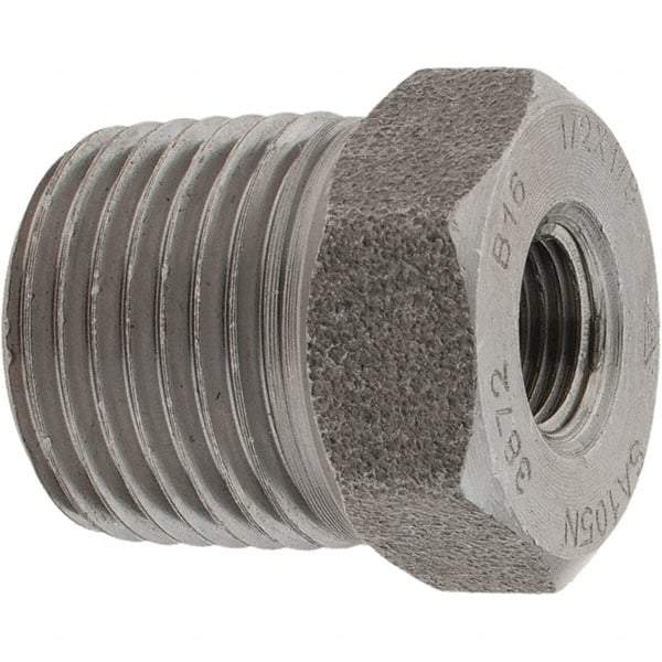 Value Collection - Size 1/2 x 1/8", Class 3,000, Forged Carbon Steel Black Pipe Bushing - NPT End Connection - Industrial Tool & Supply