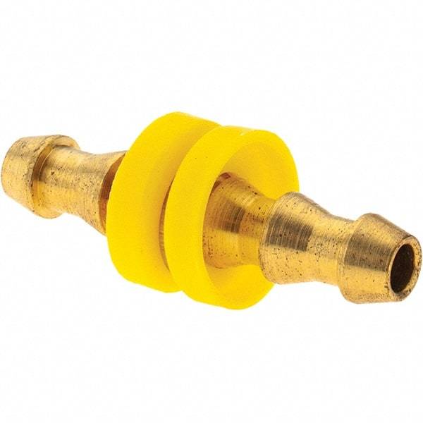 Value Collection - 1/4" ID 1/4 Barbed Push On Hose Splicer - Brass - Industrial Tool & Supply