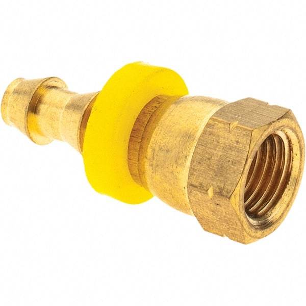 Value Collection - 1/4" ID 1/4 UNF Barbed Push On Female Swivel - Brass - Industrial Tool & Supply