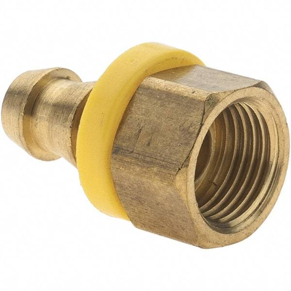 Value Collection - 3/8" ID 3/8 UNF Barbed Push On Inverted Female Rigid Fitting - Brass - Industrial Tool & Supply