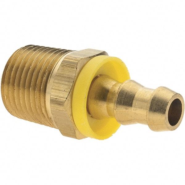 Value Collection - 3/8" ID 1/2 NPT Barbed Push On Male Fitting - Brass - Industrial Tool & Supply
