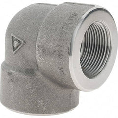 Value Collection - Size 1-1/4", Class 3,000, Forged Carbon Steel Black Pipe 90° Elbow - NPT End Connection - Industrial Tool & Supply