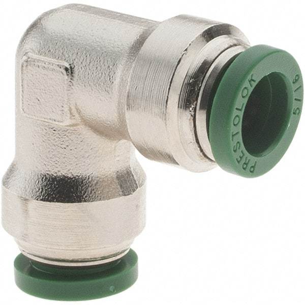 Parker - 5/16" Outside Diam, Nickel Plated Brass Push-to-Connect Tube Union Elbow - 300 Max psi, Tube to Tube Connection, Nitrile O-Ring - Industrial Tool & Supply