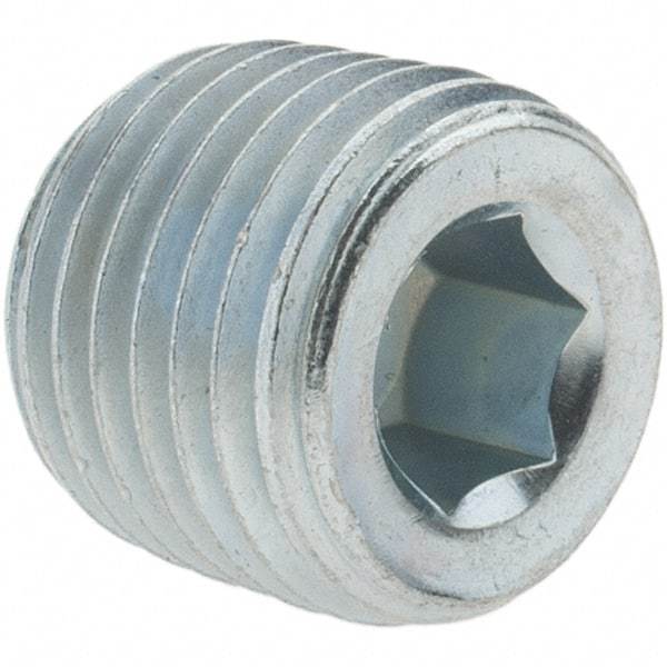 Value Collection - Class 150, 1/4" Galvanized Pipe Countersunk Hex Plug - Threaded, Malleable Iron - Industrial Tool & Supply