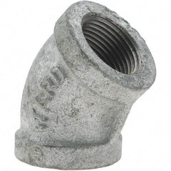 Value Collection - Class 150, 3/4" Galvanized Pipe 45° Elbow - Threaded, Malleable Iron - Industrial Tool & Supply