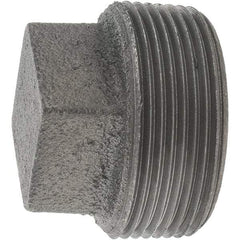 Value Collection - Size 1-1/2", Class 150, Malleable Iron Black Pipe Square Plug - 150 psi, Threaded End Connection - Industrial Tool & Supply