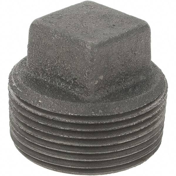 Value Collection - Size 1-1/4", Class 150, Malleable Iron Black Pipe Square Plug - 150 psi, Threaded End Connection - Industrial Tool & Supply