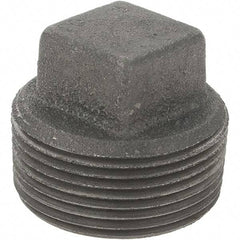 Value Collection - Size 1-1/4", Class 150, Malleable Iron Black Pipe Square Plug - 150 psi, Threaded End Connection - Industrial Tool & Supply