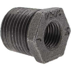 Value Collection - Size 1/2 x 1/4", Class 150, Malleable Iron Black Pipe Hex Bushing - 150 psi, Threaded End Connection - Industrial Tool & Supply