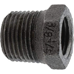 Value Collection - Size 3/8 x 1/4", Class 150, Malleable Iron Black Pipe Hex Bushing - 150 psi, Threaded End Connection - Industrial Tool & Supply