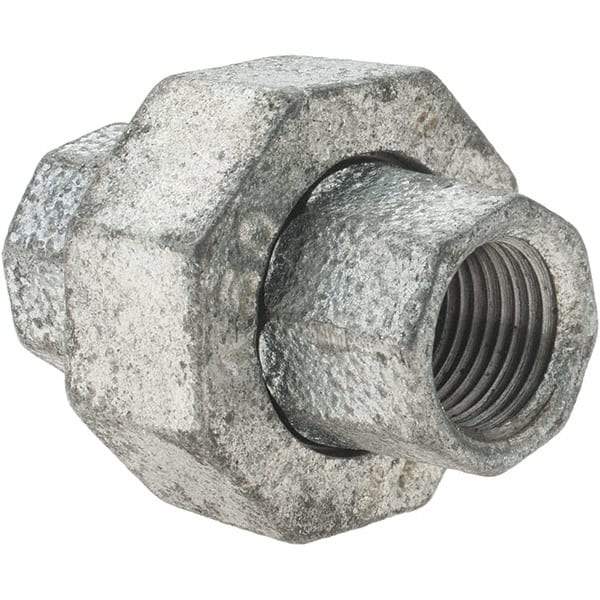Value Collection - Class 150, 3/8" Galvanized Pipe Union - Threaded, Malleable Iron - Industrial Tool & Supply