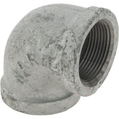 Value Collection - Class 150, 1-1/4" Galvanized Pipe 90° Elbow - Threaded, Malleable Iron - Industrial Tool & Supply