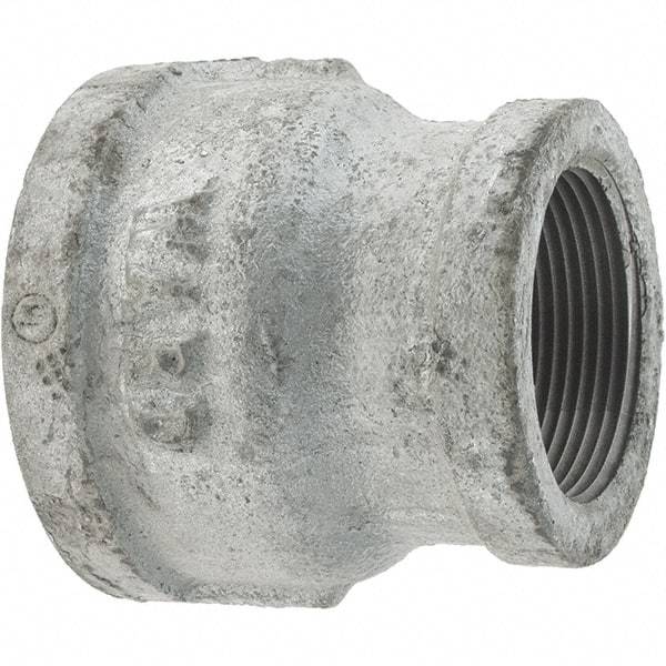 Value Collection - Class 150, 2 x 1-1/2" Galvanized Pipe Reducing Coupling - Threaded, Malleable Iron - Industrial Tool & Supply