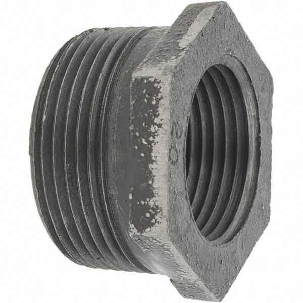 Value Collection - Size 1-1/4 x 1", Class 150, Malleable Iron Black Pipe Hex Bushing - 150 psi, Threaded End Connection - Industrial Tool & Supply