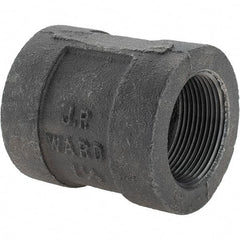 Value Collection - Size 1-1/2", Class 300, Malleable Iron Black Pipe Coupling - 300 psi, Threaded End Connection - Industrial Tool & Supply