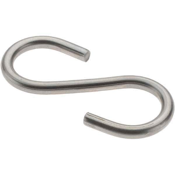 Value Collection - 304 Stainless Steel Uncoated S-Hook - 26 Lb Capacity, 0.148" Wire, 2" OAL - Industrial Tool & Supply