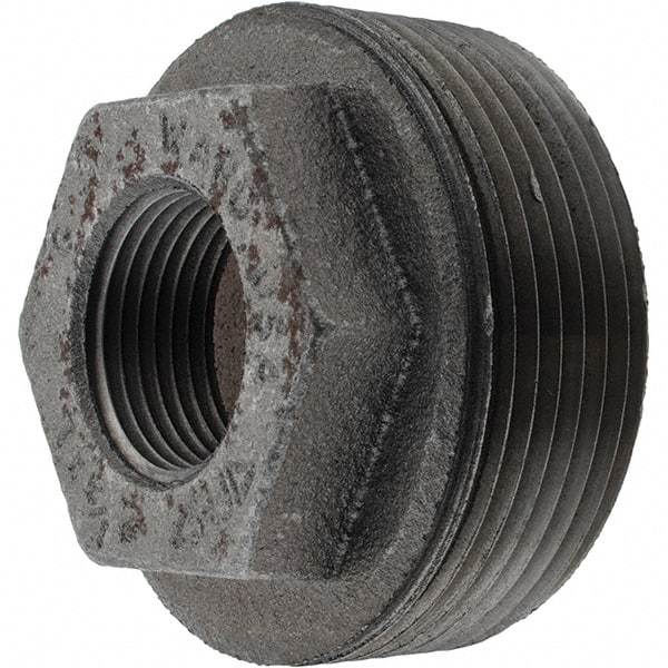 Value Collection - Size 2-1/2 x 1", Class 150, Malleable Iron Black Pipe Hex Bushing - 150 psi, NPT End Connection - Industrial Tool & Supply