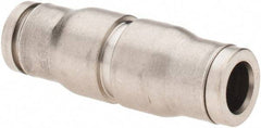 Parker - 1/4" Outside Diam, Nickel Plated Brass Push-to-Connect Tube Union - 435 Max psi, Tube to Tube Connection, FKM O-Ring - Industrial Tool & Supply