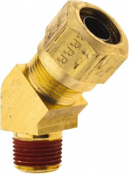 Parker - 5/8" OD, Brass Male 45° Elbow - 150 Max Working psi, - Industrial Tool & Supply