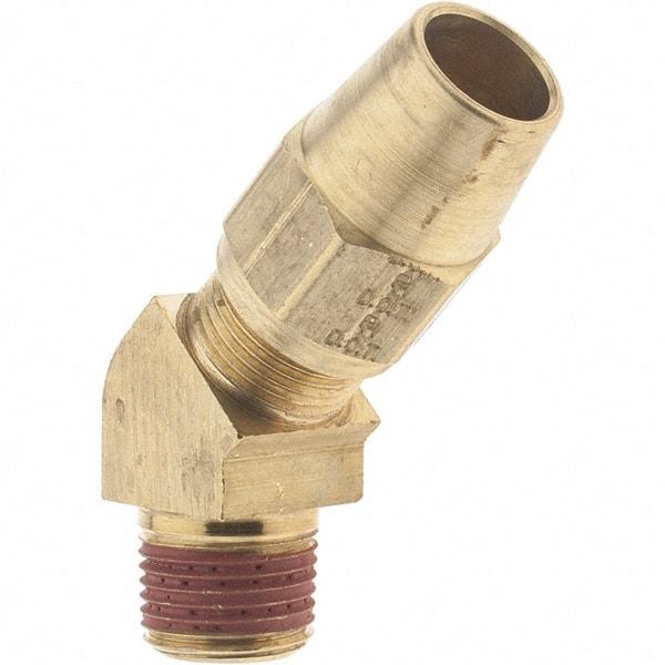 Parker - 1/2" OD, Brass Male 45° Elbow - 400 Max Working psi, - Industrial Tool & Supply