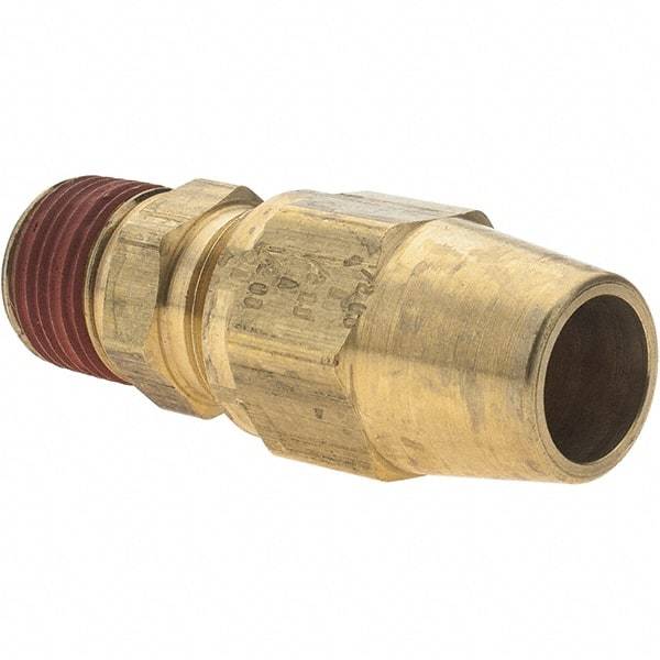 Parker - 1/2" OD, Brass Male Connector - 400 Max Working psi, Comp x MNPT Ends - Industrial Tool & Supply