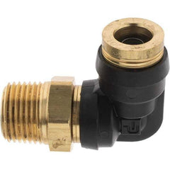 Parker - 3/8" Outside Diam, 3/8 Thread, Brass Push-to-Connect Tube Male Elbow - 250 Max psi, Tube to Male NPT Connection - Industrial Tool & Supply