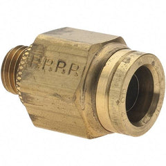 Parker - 1/2" Outside Diam, M12 Metric, Brass Push-to-Connect Tube Connector - 250 Max psi, Tube to Metric Thread Connection, Buna-N O-Ring - Industrial Tool & Supply