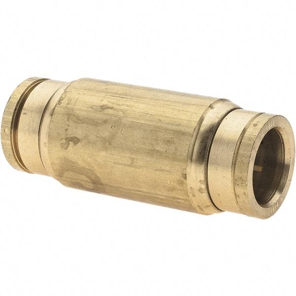 Parker - 5/8" Outside Diam, Brass Push-to-Connect Tube Union - Tube to Tube Connection, Nitrile O-Ring - Industrial Tool & Supply