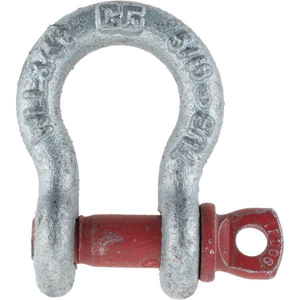 Value Collection - 5/16" Nominal Chain Size, 0.75 Ton Steel Screw Anchor Shackle - Industrial Tool & Supply