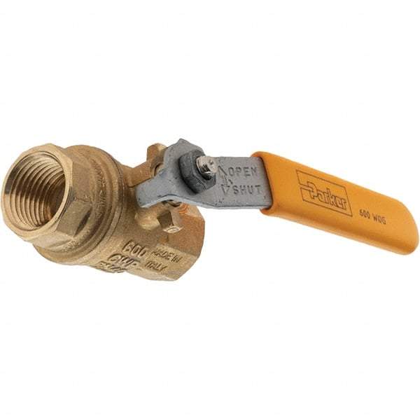 Parker - 1/2" Pipe, Bronze Full Port Ball Valve - NPT Ends, Lever Handle, 600 WOG, 150 WSP - Industrial Tool & Supply
