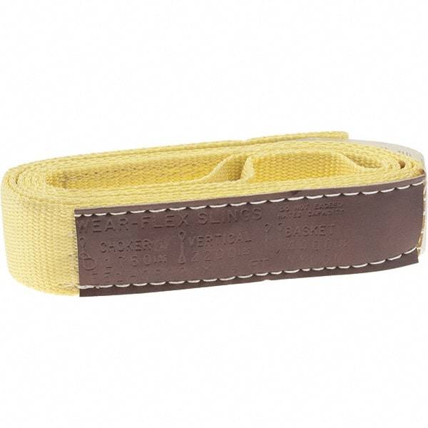 Value Collection - 6' Long x 2" Wide, 1 Ply, Nylon Web Sling - 1,760 Lb Choker Capacity, Yellow - Industrial Tool & Supply