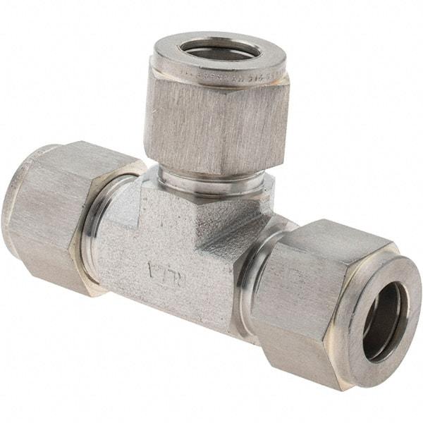 Value Collection - 1/2" OD, Stainless Steel Union Tee - Comp x Comp x Comp Ends - Industrial Tool & Supply