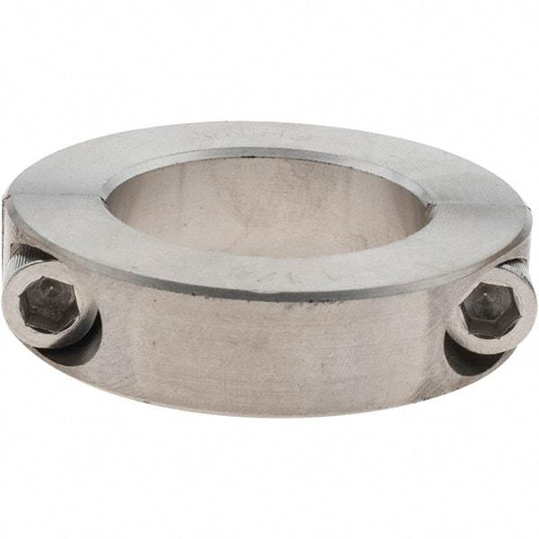 Value Collection - 1-1/4" Bore, Stainless Steel, Two Piece Shaft Collar - 2-1/16" Outside Diam, 1/2" Wide - Industrial Tool & Supply