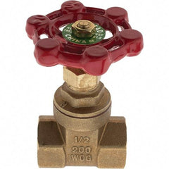 Value Collection - 1/2" Pipe, FNPT x FNPT Bronze Solid Wedge Gate Valve - 200 WOG, 125 WSP, For Use with Plumbing Application - Industrial Tool & Supply