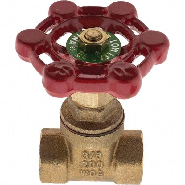 Value Collection - 3/8" Pipe, FNPT x FNPT Bronze Solid Wedge Gate Valve - 200 WOG, 125 WSP, For Use with Plumbing Application - Industrial Tool & Supply