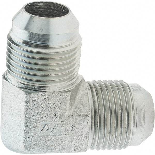 Value Collection - 3/4" Tube OD, 37° Steel Flared Tube 90° Elbow - 1-1/16-12 x 1-1/16-12 Flare x Flare Ends - Industrial Tool & Supply