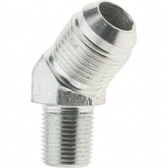Value Collection - 5/8" Tube OD, 37° Steel Flared Tube 45° Elbow - 7/8-14 x 3/8-18 NPTF, Flare x NPTF Ends - Industrial Tool & Supply