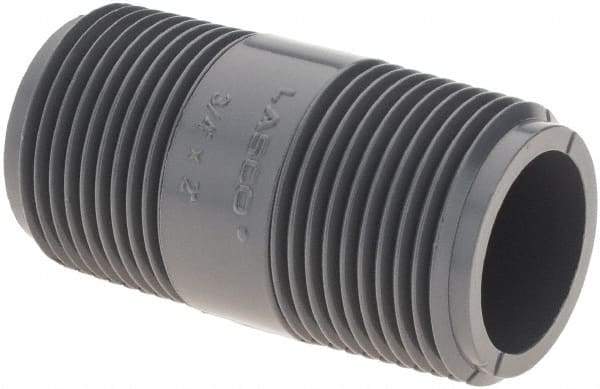 Value Collection - 3/4" Pipe, 1-1/2" Long PVC Threaded Plastic Pipe Nipple - Gray - Industrial Tool & Supply