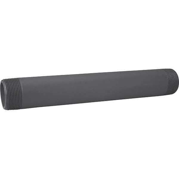 Value Collection - 1" Pipe, 5" Long PVC Threaded Plastic Pipe Nipple - Gray - Industrial Tool & Supply