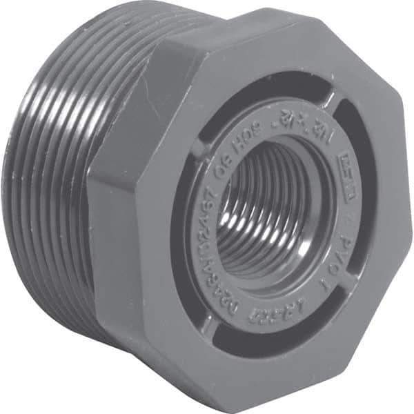 Value Collection - 1-1/2 x 1-1/4" PVC Plastic Pipe Bushing - MIPT x FIPT End Connections - Industrial Tool & Supply
