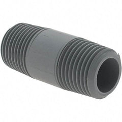 Value Collection - 1/2" Pipe, 2" Long CPVC Threaded Plastic Pipe Nipple - Gray - Industrial Tool & Supply