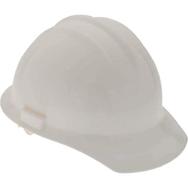 Value Collection - ANSI Type I, Class E & G Rated, 6-Point, Hard Hat - White, Standard Brim - Industrial Tool & Supply