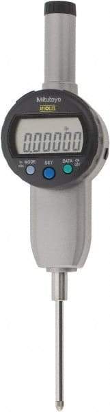 Mitutoyo - 0 to 2" Range, 0.00005" Graduation, Electronic Drop Indicator - Flat Back, Accurate to 0.0002", English & Metric System, LCD Display - Industrial Tool & Supply