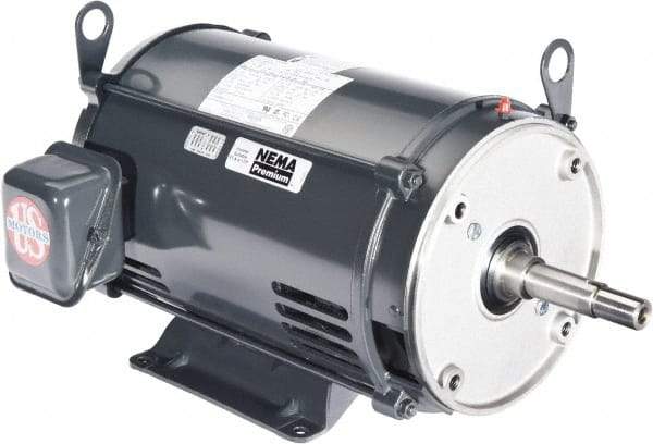 US Motors - 1 hp, ODP Enclosure, No Thermal Protection, 1,740 RPM, 208-230/460 Volt, 60 Hz, Three Phase Energy Efficient Motor - Size 143 Frame, Rigid Mount, 1 Speed, Ball Bearings, 3.1-3/1.5 Full Load Amps, F Class Insulation, CCW Lead End - Industrial Tool & Supply